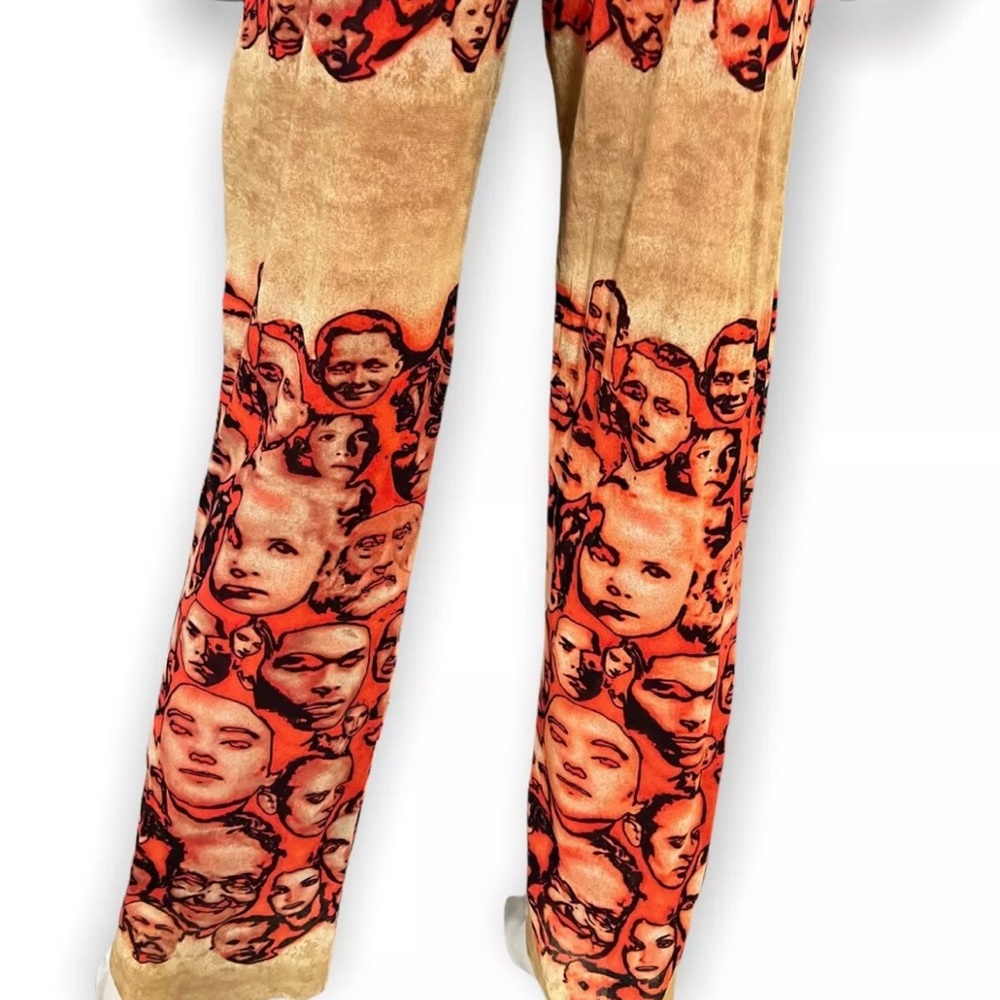 SOLD Jean Paul Gaultier Vintage Faces Printed Mesh Pants - Picture 8 of 8